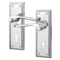 Georgian Rope Edge Scroll Polished Chrome Door Handles - Keyhole