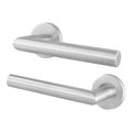 Commercial Grade Fire Rated Door Handle - FD30/60 - Mitre 19mm Lever on 52mm Rose - Satin Stainless Steel