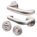 Lift To Lock Disabled Bathroom Toilet Door Lever Handle - 19mm - Satin Stainless Steel