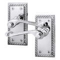 Georgian Rope Edge Scroll Polished Chrome Door Handles - Latch