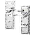 Georgian Rope Edge Scroll Polished Chrome Door Handles - Bathroom