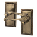 Georgian Rope Edge Scroll Antique Brass Door Handles - Latch