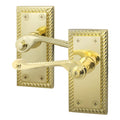 Georgian Rope Edge Scroll Polished Brass Door Handles - Latch
