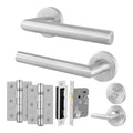 Mitre Lever on Rose Stainless Steel Door Handle Kit - Medium Duty - 80mm Bathroom Lock