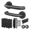 Return to Door Lever on Rose Matt Black Door Handle Kit - Medium Duty - 80mm Euro Sashlock and Double Cylinder - Keyed to Differ