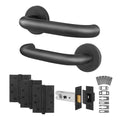 Return to Door Lever on Rose Matt Black Door Handle Kit - Medium Duty FD30/60 - 76mm Latch