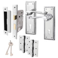 Georgian Rope Edge Scroll Polished Chrome Door Handle Pack - 64mm Sashlock