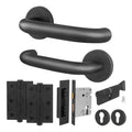 Return to Door Lever on Rose Matt Black Door Handle Kit - Medium Duty - 80mm Euro Sashlock and Thumbturn Cylinder - Keyed to Differ