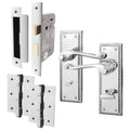 Georgian Rope Edge Scroll Polished Chrome Door Handle Pack - 64mm Bathroom