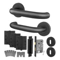 Return to Door Lever on Rose Matt Black Door Handle Kit - Medium Duty FD30/60 - 80mm Sashlock