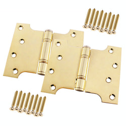 Parliament Projection Fire Door Hinges 4" Grade 13 Stainless Steel - 102x76x127x3mm - PVD Brass - Pair - Including Screws - tradefit