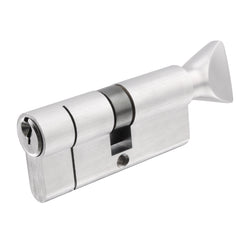 5 Pin 60/40mm 100mm [55+35+10mm] Euro Cylinder and Turn - Keyed Alike - Satin Chrome - tradefit