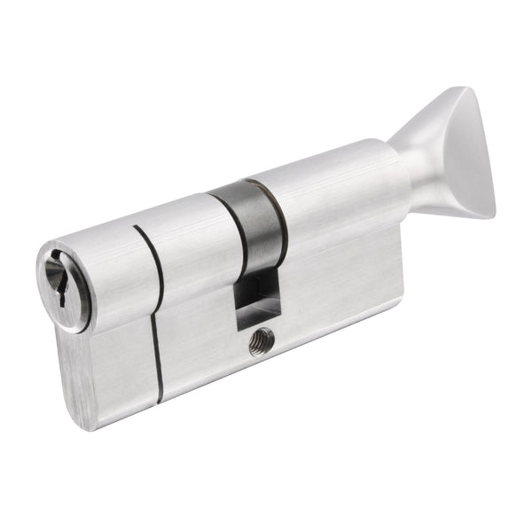 5 Pin 45/40mm 85mm [40+35+10mm] Euro Cylinder and Turn - Keyed to Differ - Satin Chrome - tradefit - Featured Image