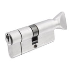 5 Pin 35/40mm 75mm [30+35+10mm] Euro Cylinder and Turn - Keyed to Differ - Satin Chrome - tradefit - 1