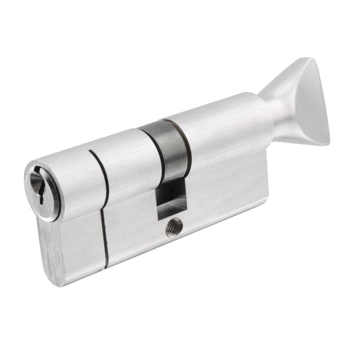 5 Pin 50/30mm 80mm [45+25+10mm] Euro Cylinder and Turn - Master Keyed - Satin Chrome - tradefit