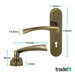 Nola Antique Brass Lever on Backplate Door Handle Pack – 80mm Sashlock - tradefit - 2