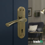 Nola Antique Brass Lever on Backplate Door Handle Pack – 80mm Sashlock - tradefit - 6