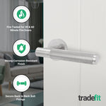 Dumont Satin Nickel Lever on Rose Door Handles - Heavy Duty - FD30/60 Rated - tradefit - 2
