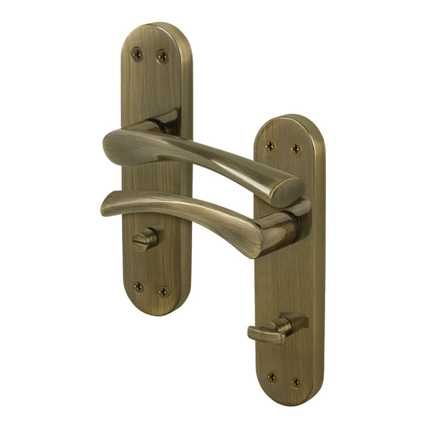 Nola Antique Brass Lever on Backplate Door Handles - Bathroom - tradefit - Featured Image