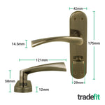 Nola Antique Brass Lever on Backplate Door Handles - Bathroom - tradefit - 2