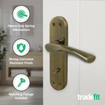 Nola Antique Brass Lever on Backplate Door Handle Pack – 80mm Bathroom Lock - tradefit - 4