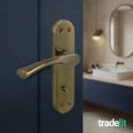 Nola Antique Brass Lever on Backplate Door Handles - Bathroom - tradefit - 4