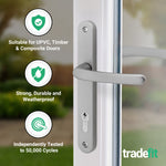 Silver UPVC Door Handles - 92mm PZ Centres - 215mm Fixing Centres - 246 x 32mm - tradefit - 3