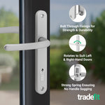 Silver UPVC Door Handles - 92mm PZ Centres - 215mm Fixing Centres - 246 x 32mm - tradefit - 4