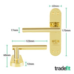 Olbia Brass Plated Lever on Backplate Door Handle Pack – 64mm Bathroom Lock - tradefit - 2