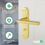 Olbia Brass Plated Lever on Backplate Door Handle Pack – 64mm Bathroom Lock - tradefit - 4