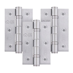 Satin Chrome Fire Door Hinges - 3 Inch/76mm - Grade 7 Steel Ball Bearing - Pack of 3 Hinges - tradefit