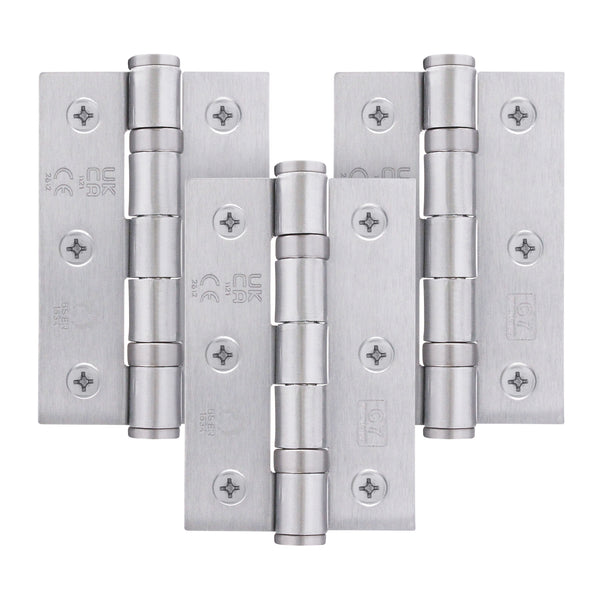 Satin Chrome Fire Door Hinges - 3 Inch/76mm - Grade 7 Steel Ball Bearing - Pack of 3 Hinges - tradefit - Featured Image