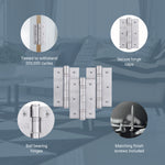 Satin Chrome Fire Door Hinges - 3 Inch/76mm - Grade 7 Steel Ball Bearing - Pack of 3 Hinges - tradefit - 5