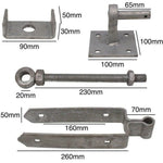 Field Gate Hinge Set Double Strap Adjustable Hook On Plate - (12