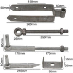 Field Gate Hinge Set Double Strap Hook to Drive and Bolt Pattern Hot Dip Galvanised (12