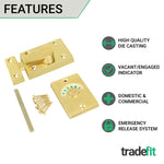 Toilet Indicator Bolt Vacant/Engaged - Satin Brass - tradefit - 3