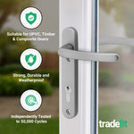 Silver UPVC Door Handles - 92mm PZ Centres - 122mm Fixing Centres - 240 x 32mm - tradefit - 3