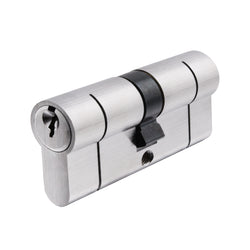 5 Pin 30/40mm 70mm [25+35+10mm] Euro Double Cylinder - Master Keyed - Satin Chrome - tradefit