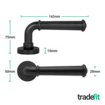 Claro Matt Black Lever on Rose Door Handle Kit - Medium Duty FD30 - 60 - 80mm Bathroom Lock - tradefit - 4