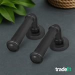 Claro Matt Black Lever on Rose Door Handle Kit - Medium Duty FD30 - 60 - 80mm Bathroom Lock - tradefit - 8