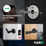 Claro Matt Black Lever on Rose Door Handle Kit - Medium Duty FD30 - 60 - 80mm Bathroom Lock - tradefit - 3