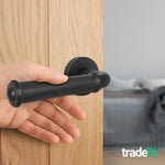 Claro Matt Black Lever on Rose Door Handle Kit - 64mm Latch - tradefit - 6