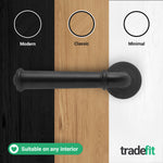 Claro Matt Black Lever on Rose Door Handle Kit - Medium Duty FD30/60 - 80mm Euro Sashlock and Double Cylinder - Keyed to Differ - tradefit - 7