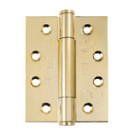 Fire Door Hinges – Concealed Polymer Bearing  - CE FD30/60/90/120 - 4 Inch/102mm Square - Grade 14 Max Door 160kg - Polished Brass Plated - 2