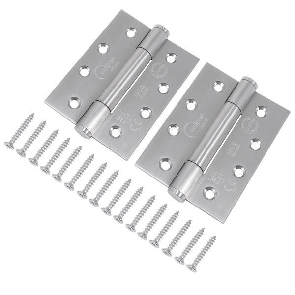 Fire Door Hinges – Concealed Polymer Bearing  - CE FD30/60/90/120 - 4 Inch/102mm Square - Grade 14 Max Door 160kg - Polished Stainless Steel - Featured Image