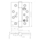 Fire Door Hinges – Concealed Polymer Bearing  - CE FD30/60/90/120 - 4 Inch/102mm Square - Grade 14 Max Door 160kg - Polished Stainless Steel - 3