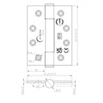 Fire Door Hinges – Concealed Polymer Bearing  - CE FD30/60/90/120 - 4 Inch/102mm Square - Grade 14 Max Door 160kg - Black - 3