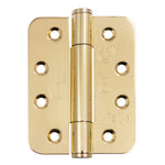 Fire Door Hinges – Concealed Polymer Bearing  - CE FD30/60/90/120 - 4 Inch/102mm Radius - Grade 14 Max Door 160kg - Polished Brass Plated - 2