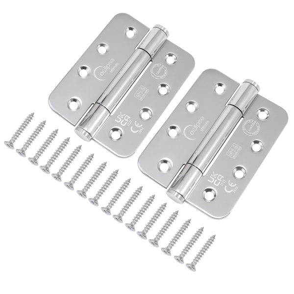 Fire Door Hinges – Concealed Polymer Bearing  - CE FD30/60/90/120 - 4 Inch/102mm Radius - Grade 14 Max Door 160kg - Polished Stainless Steel - Featured Image