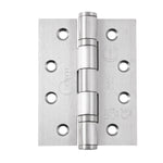 Satin Stainless Fire Door Hinges - 4 Inch/102mm - Grade 14 Steel Ball Bearing - Pack 2 - Square - 2